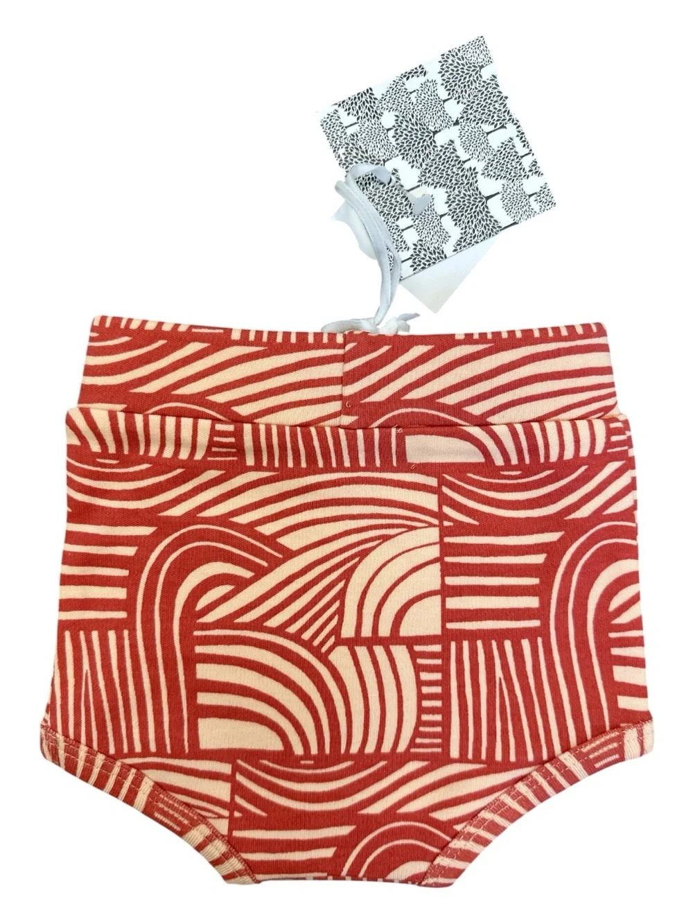 KATE QUINN 0-3m RETRO BLOOMERS - Orange Geometric High-Waist Diaper Cover, New!